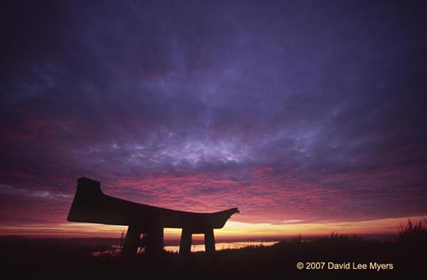 Chinook burial canoe, Astoria Column Park on Coxcomb Hill, Astoria, Oregon.