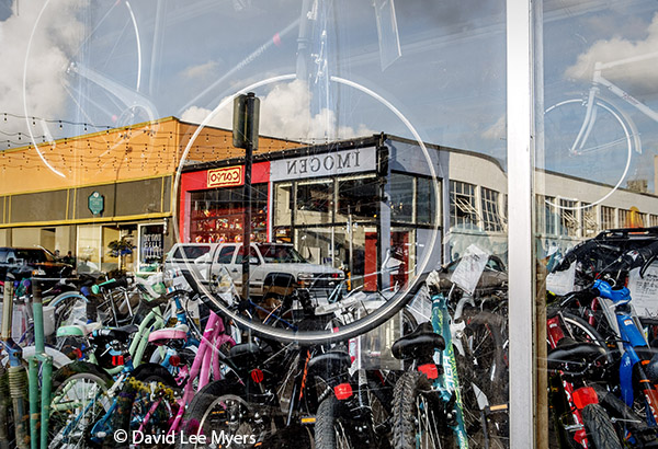 Shop window reflections, Astoria, Oregon.