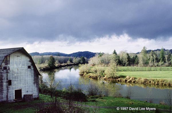 Barn on the Grays River in Wahkiakum County, Washington.