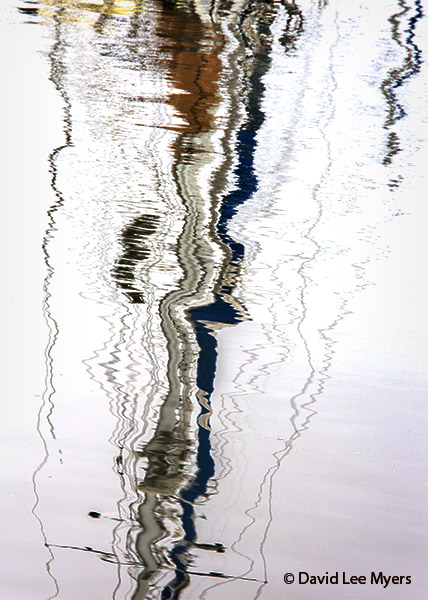 Sailboat masts reflected, Poulsbo Harbor, Washington.